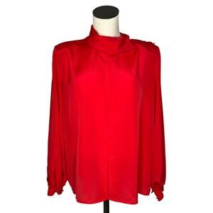 80’s VTG Tess Paris/Milano red high neck blouse Size 12